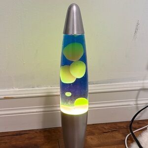 Silver Lava Lamp with Blue and Yellow Liquid